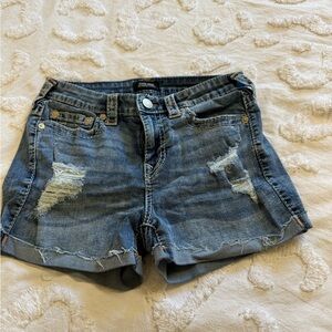 True Religion Distressed Blue Jean Shorts